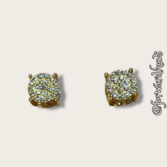 Bundle Sale 3 for $15 | Gold Tone Rhinestone Stud Earrings – Multi-Sided Sparkle - Picture 3 of 9